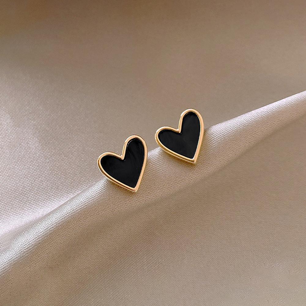 Elegant Gold-Plated Black Zircon Stud Earrings - Niche Design for a Luxurious Fashion Statement