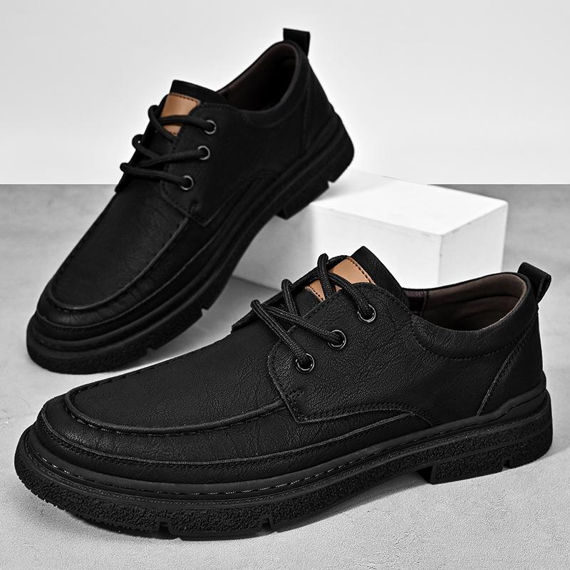Business Leather Shoes Men's Formal Soft-soled Low-top Lace-up Thick-soled Non-slip Casual Leather Shoes Men's Brock Shoes Men's Shoes
