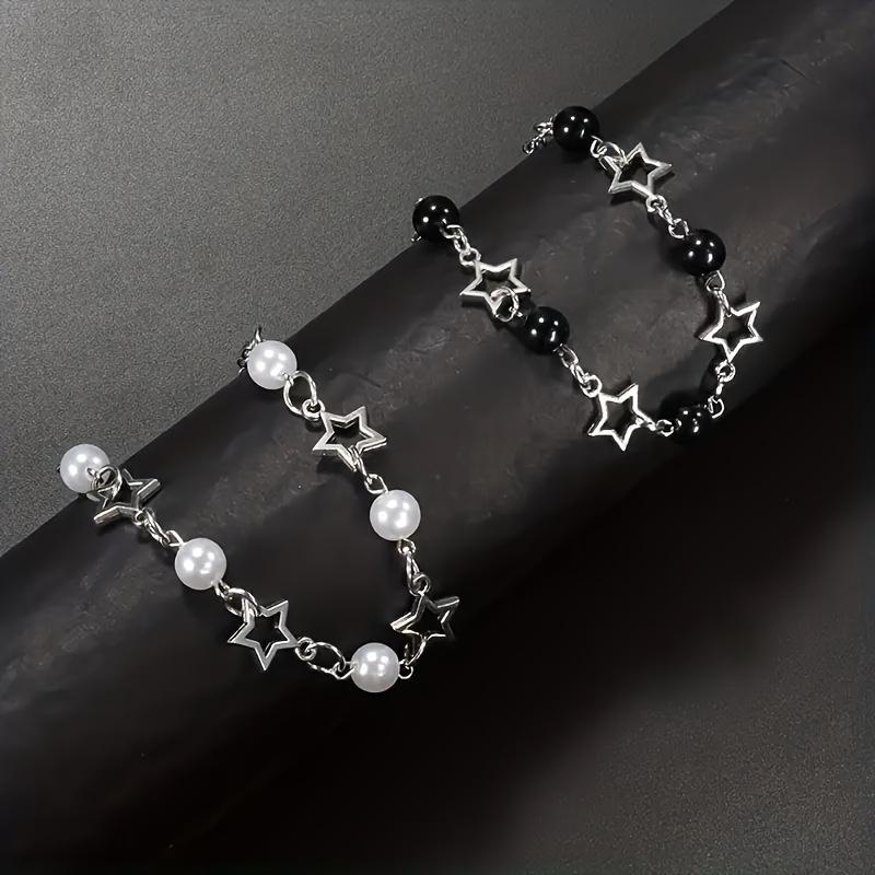 2 Pcs Bohemian Style Faux Pearl and Star Chain Bracelets