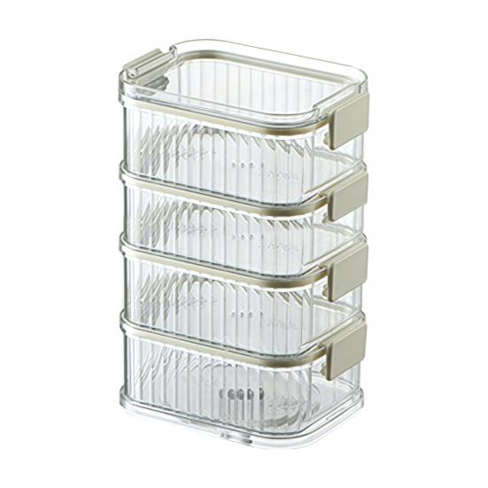 Gewürzbox mit 4/5 Fächern Auslaufsicher Verschlossen Küchenorganizer mit Transparentem Fenster Meal Prep Aufbewahrungsbehälter für Pfefferkörner Chili