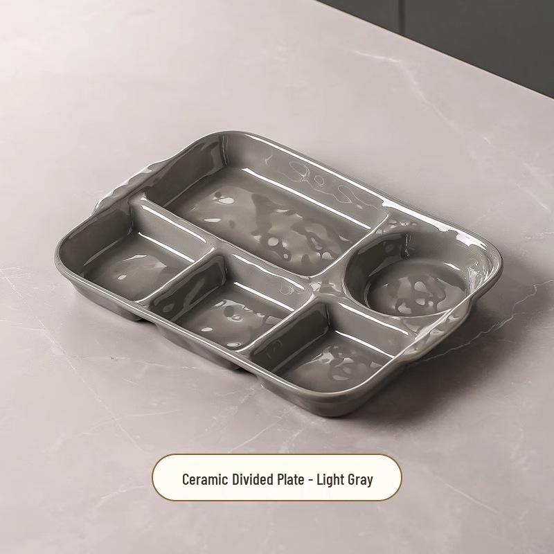 Multi-Compartment Ceramic Plate for Kids & Adults - Ideal for Weight Loss & Postpartum, Aesthetic Design for Balanced Meals