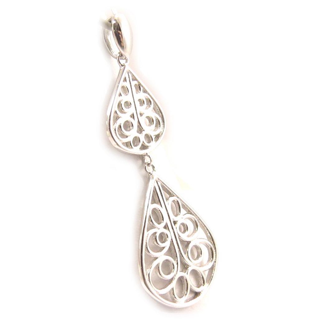 Les Trésors De Lily [L1297] - Silver Pendant 'Carmen' Silver (rhodium-plated) - 32x14 Mm
