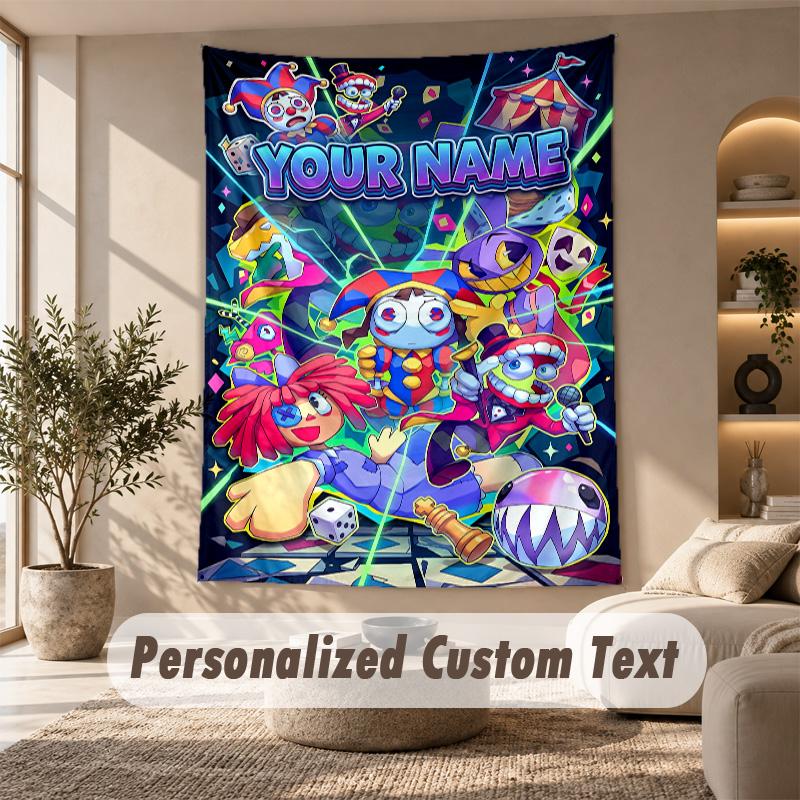 The Amazing Digital Circus Tapestry, Personalized Custom Text, Wall Hanging Tapestry For Living Room Home Wall Decor