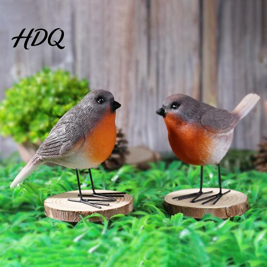 Realistic Wildlife Statues 2Pcs Outdoor Garden Bird Ornaments Pastoral Figurine Resin Ornaments Weatherproof Lifelike Animal Sculpture for Courtyard