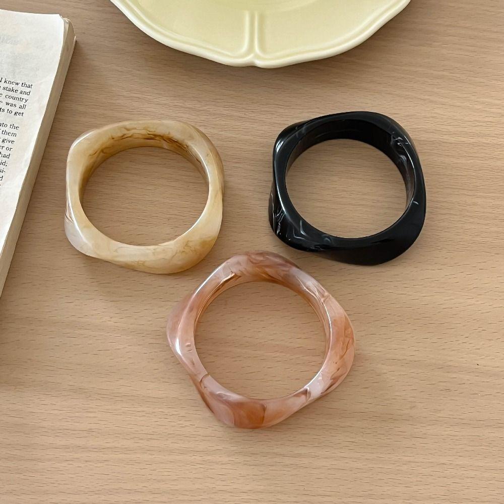 Bohemian Acrylic Bangle Smudging Retro  Hand Ring Creative Irregular Wide Bracelet  Gift
