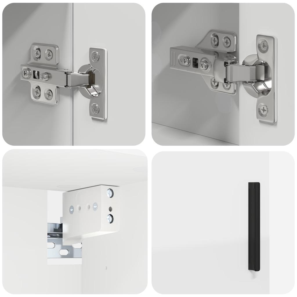 Bathroom Furniture Set with Door 5 Pcs White Engineered Wood & Metal