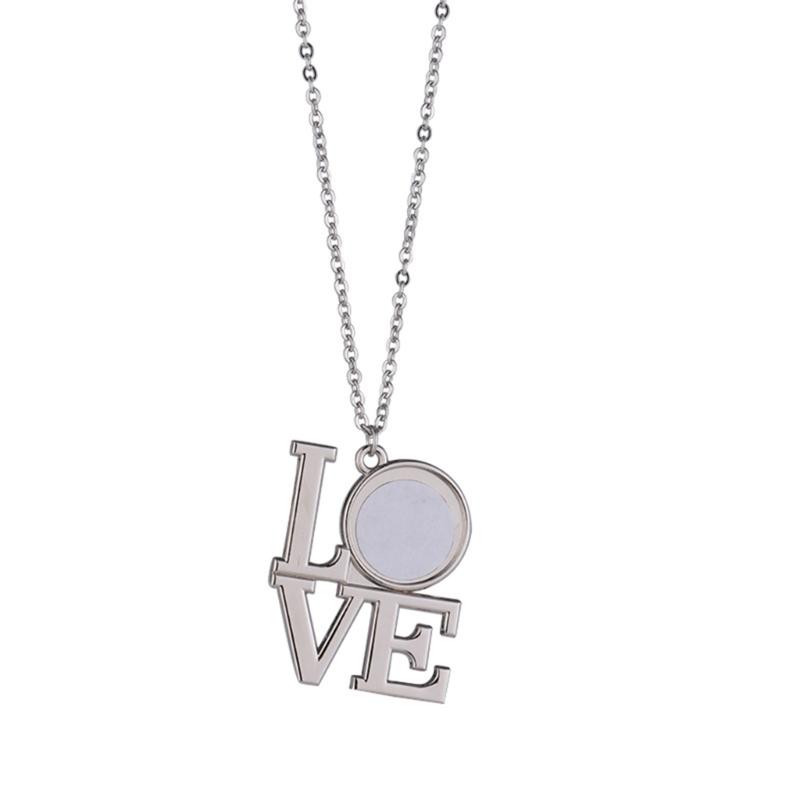 Sublimation Blanks Necklace Love Heart Pendant Necklace Heat Transfer Bezels Pendant Jewelry Couple Necklace Gift 1