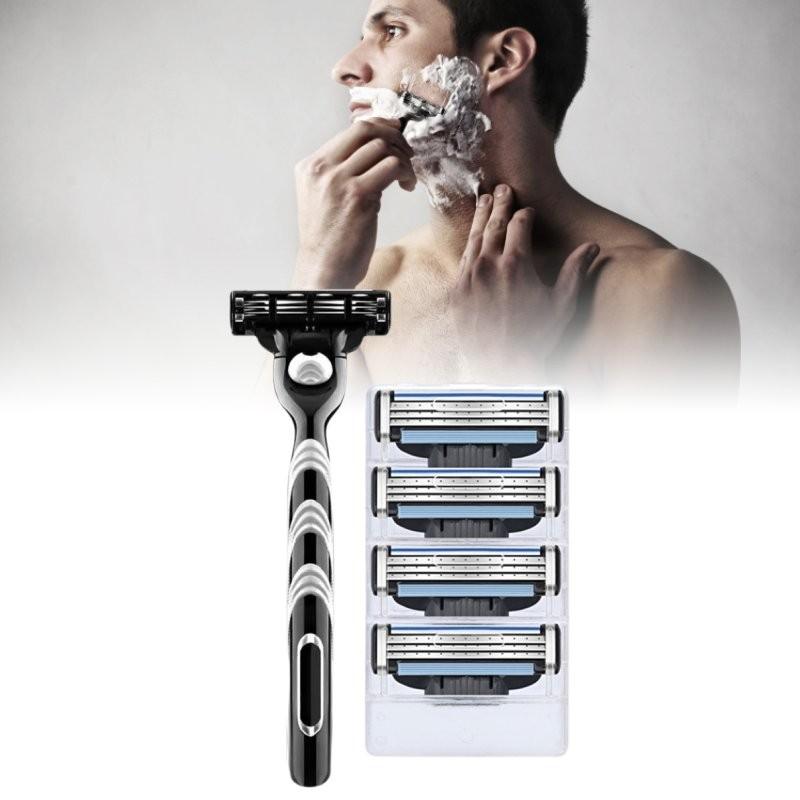 Manual Gillette Men Three Layers Stainless Steel Razor Holder Shave Quick