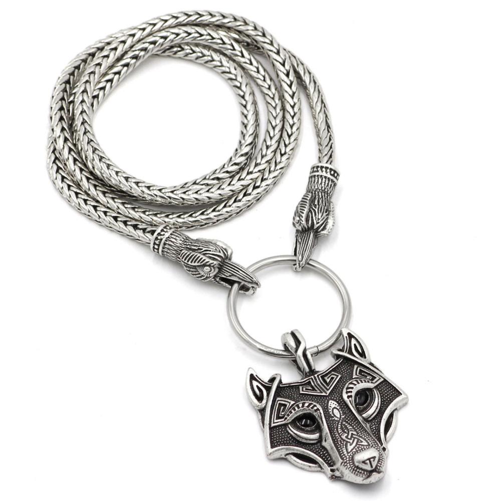 Norse Viking Raven Pendant Cord Odin's Ravens Of Thor's Hammer Amulet Axe Crow Chain Necklaces Men Ethnic Jewelry Drop Shipping