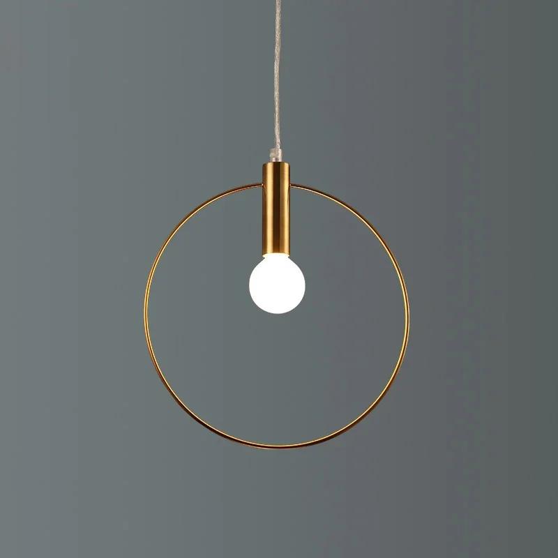 Modern Pendant Light For Lobby Dining Room single ring Arts Decoration lighting Antique Gold suspension Pendant Lamp E14 lights
