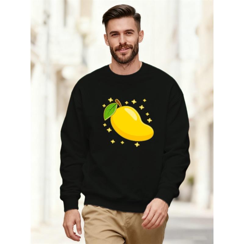 Men'S Cartoon Mango Pattern Casual Crew Neck Sweatshirt