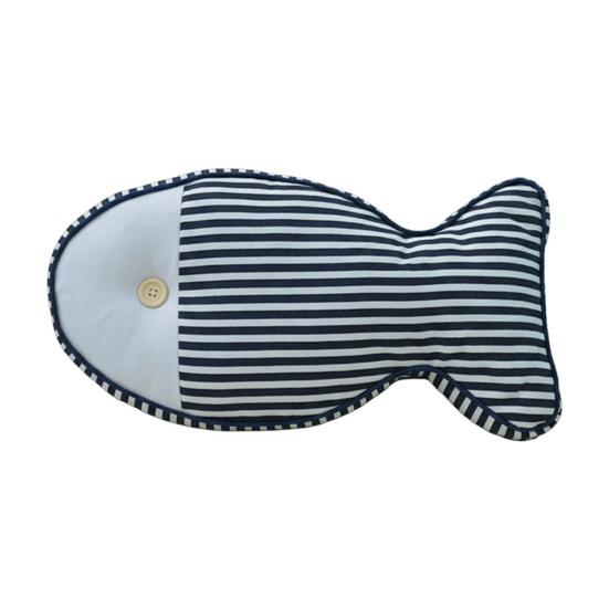 Nautical Fish Canvas Pillow Striped Fish Shape Throw Pillow Stuffed Plushie Hugging Back Cushion Sofa Bedroom Living Room Decoration