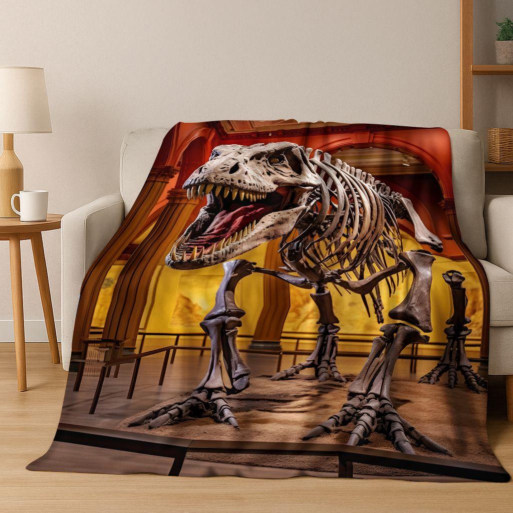 

Ancient Creatures Dinosaur Ammonite Fossil Art Flannel Blanket,Cozy Soft Throw Blanket for Home Bedroom Bed Sofa Cover Gift Kid 75x90cm