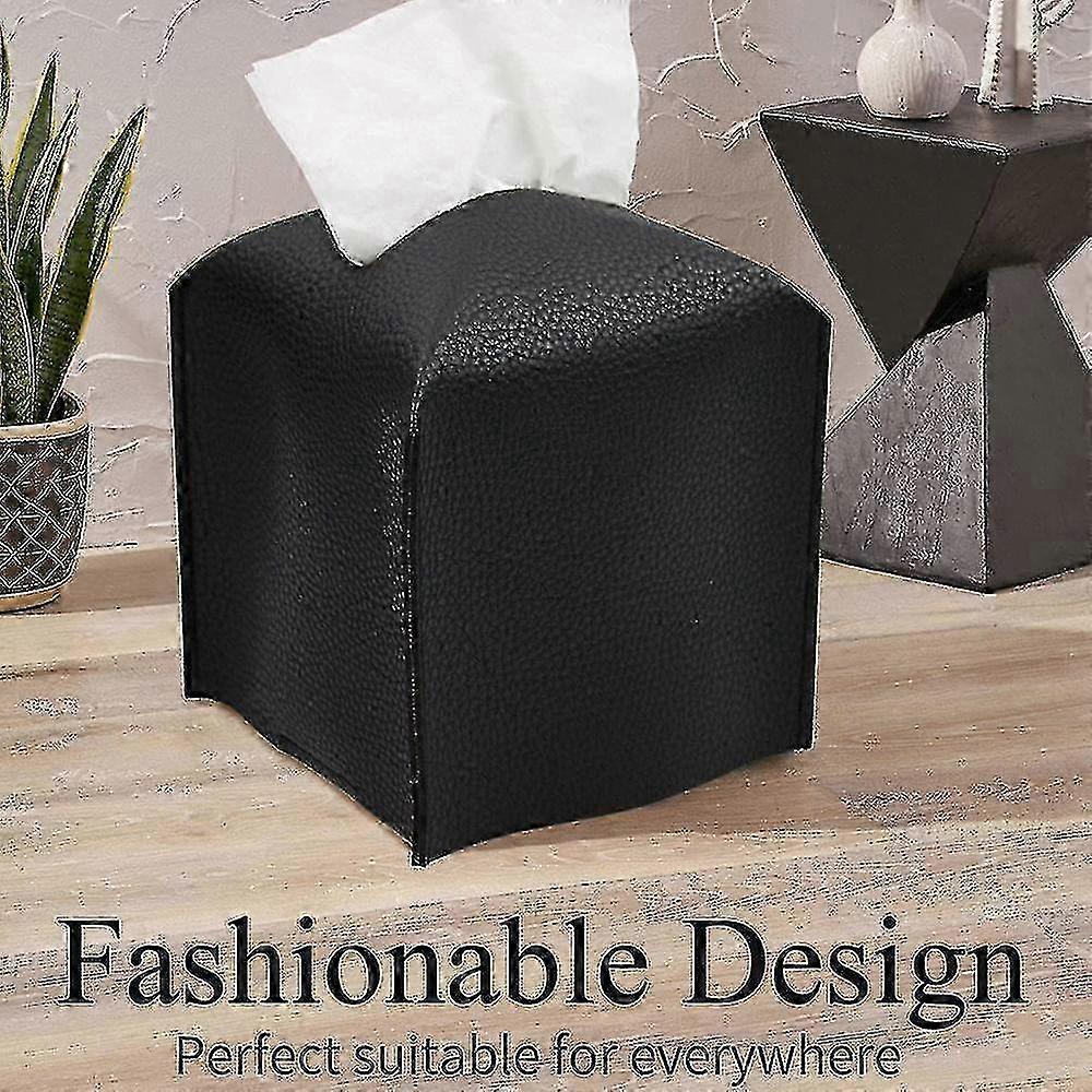 Tissue Box Cover Holder Square Pu Leather Facial Tissue Box -camel