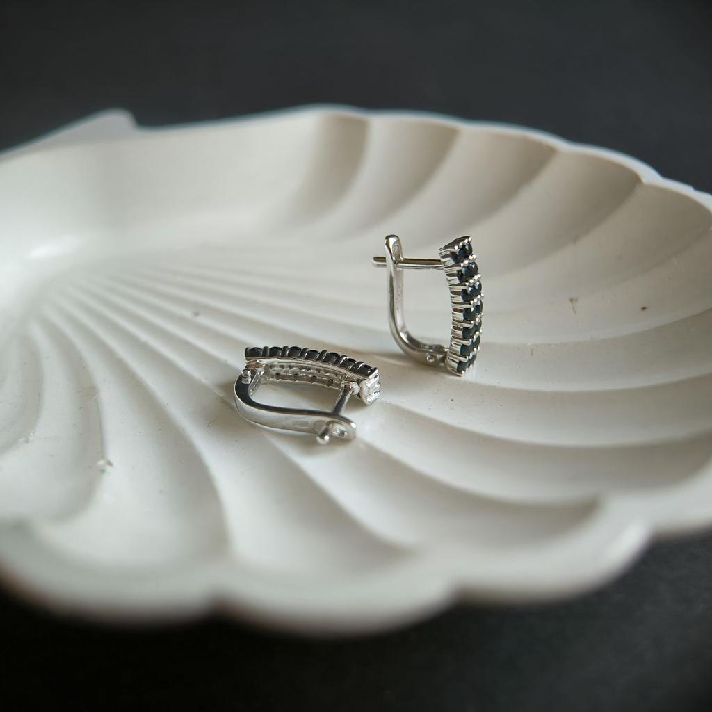 Серебряные серьги с натуральным сапфиром 1.603ct (2178934)