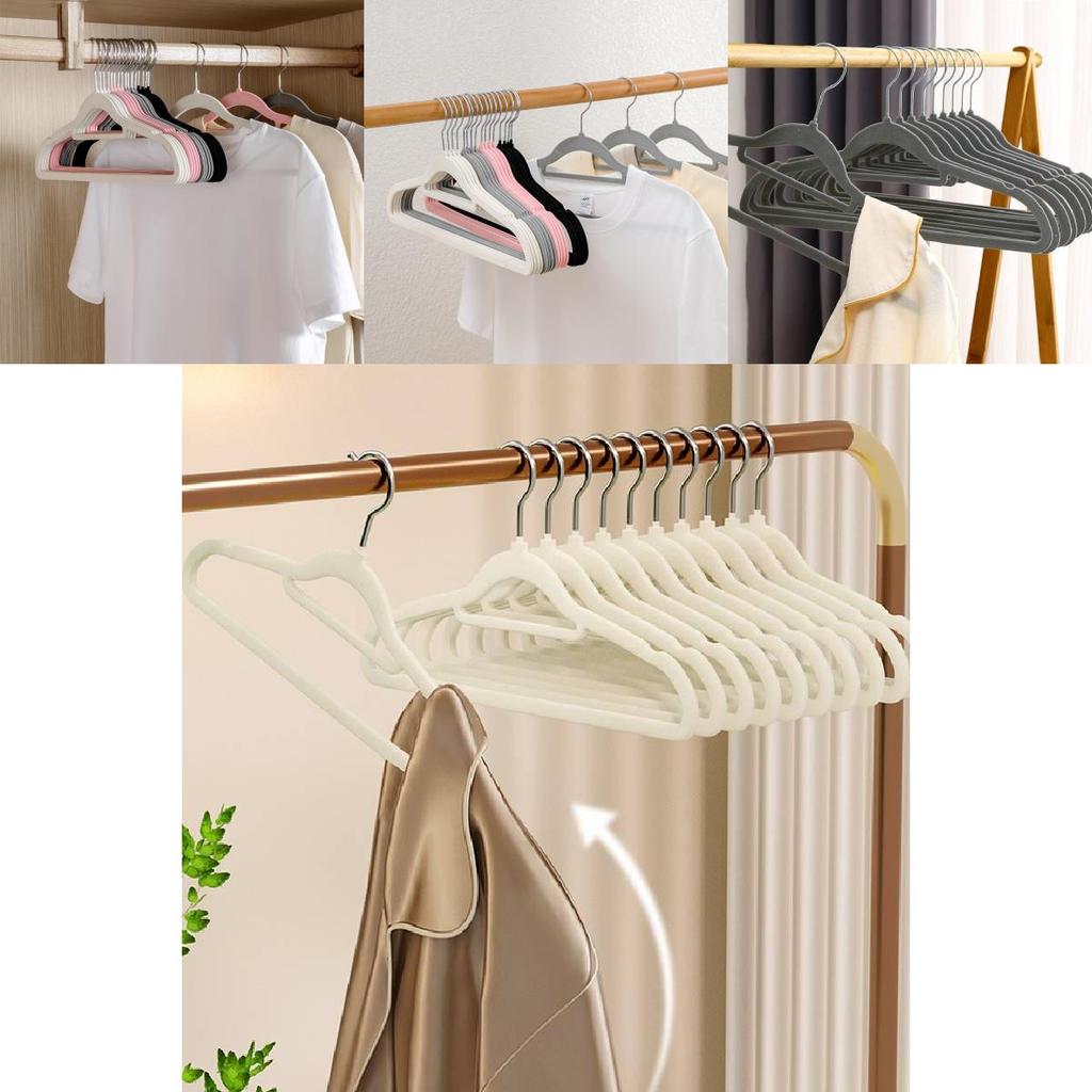 Premium Velvet Hangers Set Of Ten With Thick Non-slip Design For Clothes Drying And Storage