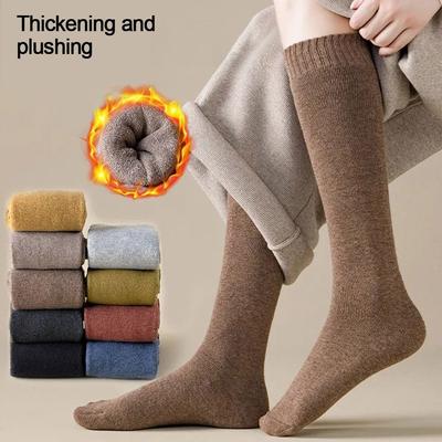 Cotton Winter Compression Stocking Knee High Thermal Calf Socks Long Leg Terry Socks  Women Men
