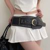 Punk Metal Rivet Belt Adjustable Waist Corset Gothic Wide Cummerbunds  Girl