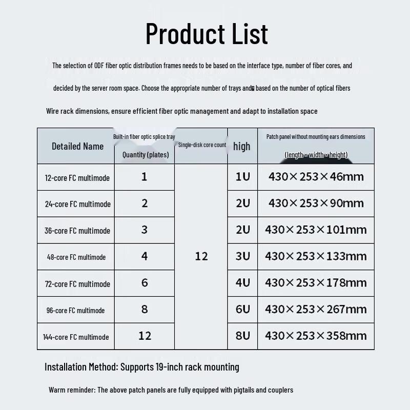 Boyang 24-Core FC Multimode Rack Mount ODF Fiber Patch Panel