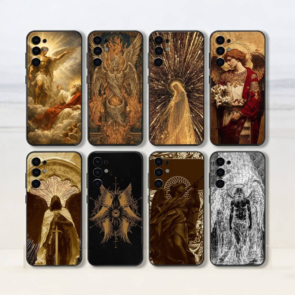 Medieval Retro Archangel Lucifer Phone Case For Samsung S25,S24,S21,S22,S23,S30,Ultra,S20,Plus,Fe,Soft Silicone Black Cover
