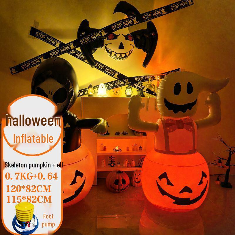 Halloween Inflatable Pumpkin Ghost Lantern Decoration Ornaments Costume Headwear