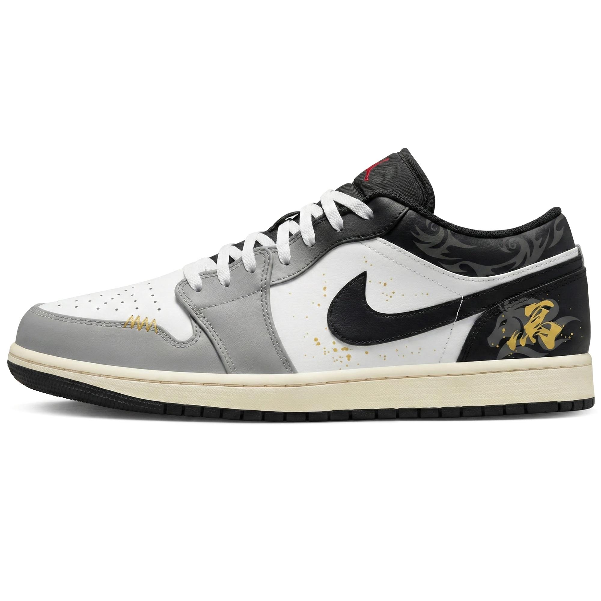 

Jordan Air Jordan 1 Low CNY Horse Year, Three Times Laboratory, Silver Horse Gilding Abrasion Resistant 553558-040(Team-) 45