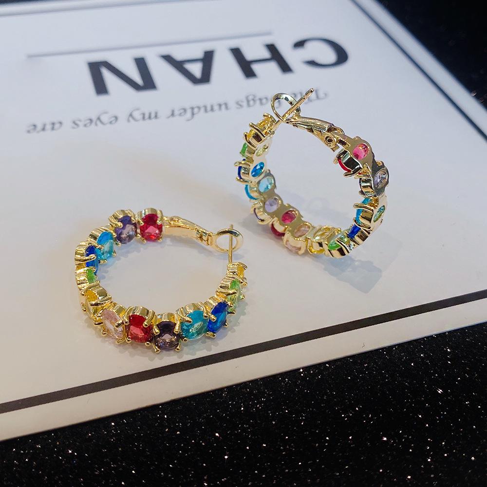 

Личность Мода Красочные Циркониевые Серьги-Кольца Трендовые Женские Каффы Весна Лето