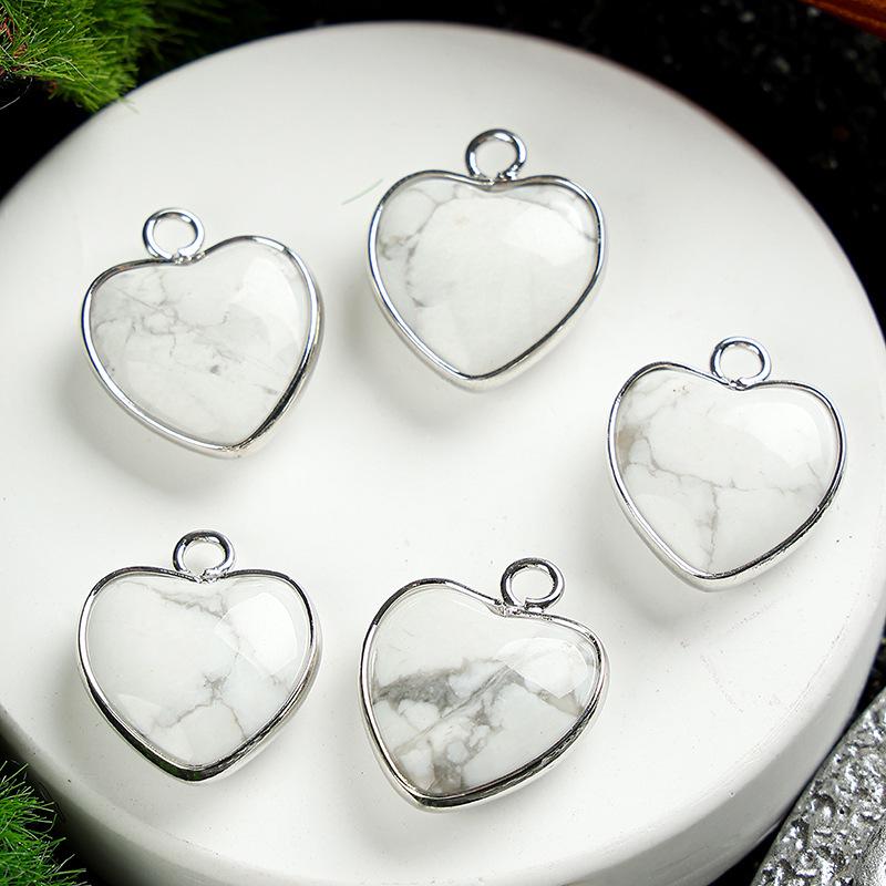 Heart-Shaped 15x19mm Natural Amethyst Agate Jade Bezel Pendant for DIY Jewelry Making