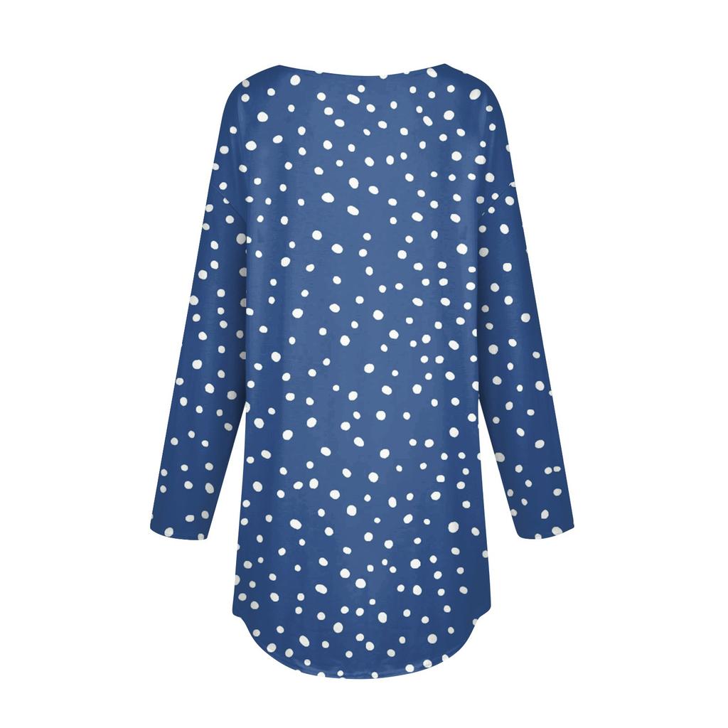 Women's Loose Casual Printed Round Neck Long Sleeved T Shirt Top Pullover Long Sleeved Sweatshirt