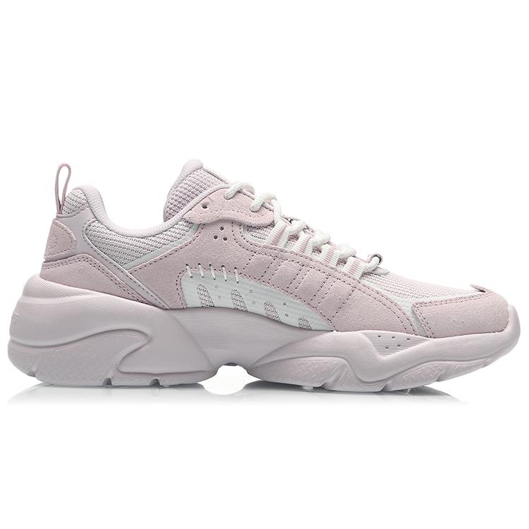 Li Ning Moonchaser Cushioning Slip Resistant Abrasion Resistant Low top Sports Casual Shoes Women's Pink White AGLQ248-2