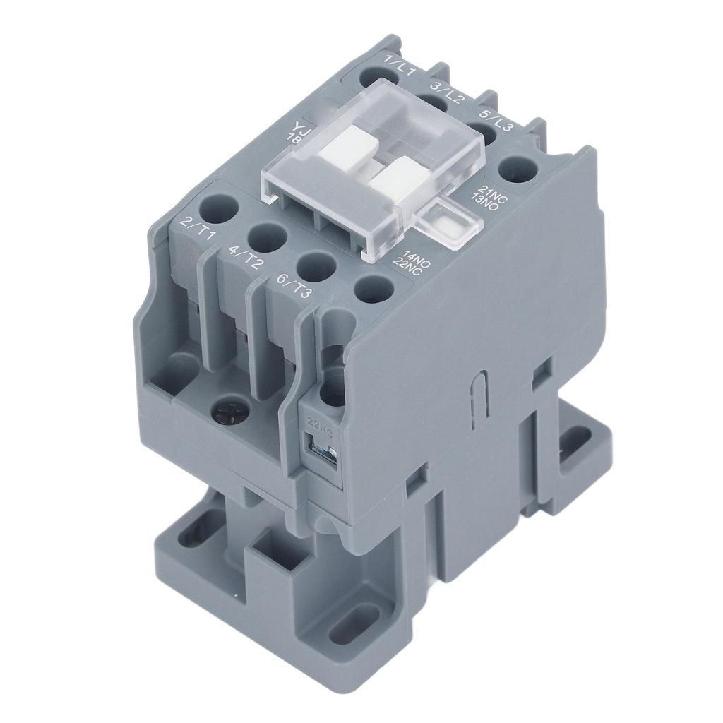 AC Contactor 3 Pole 1NO 1NC 18A Rail Mount Silver Contact Low Voltage Motor Controller 220V