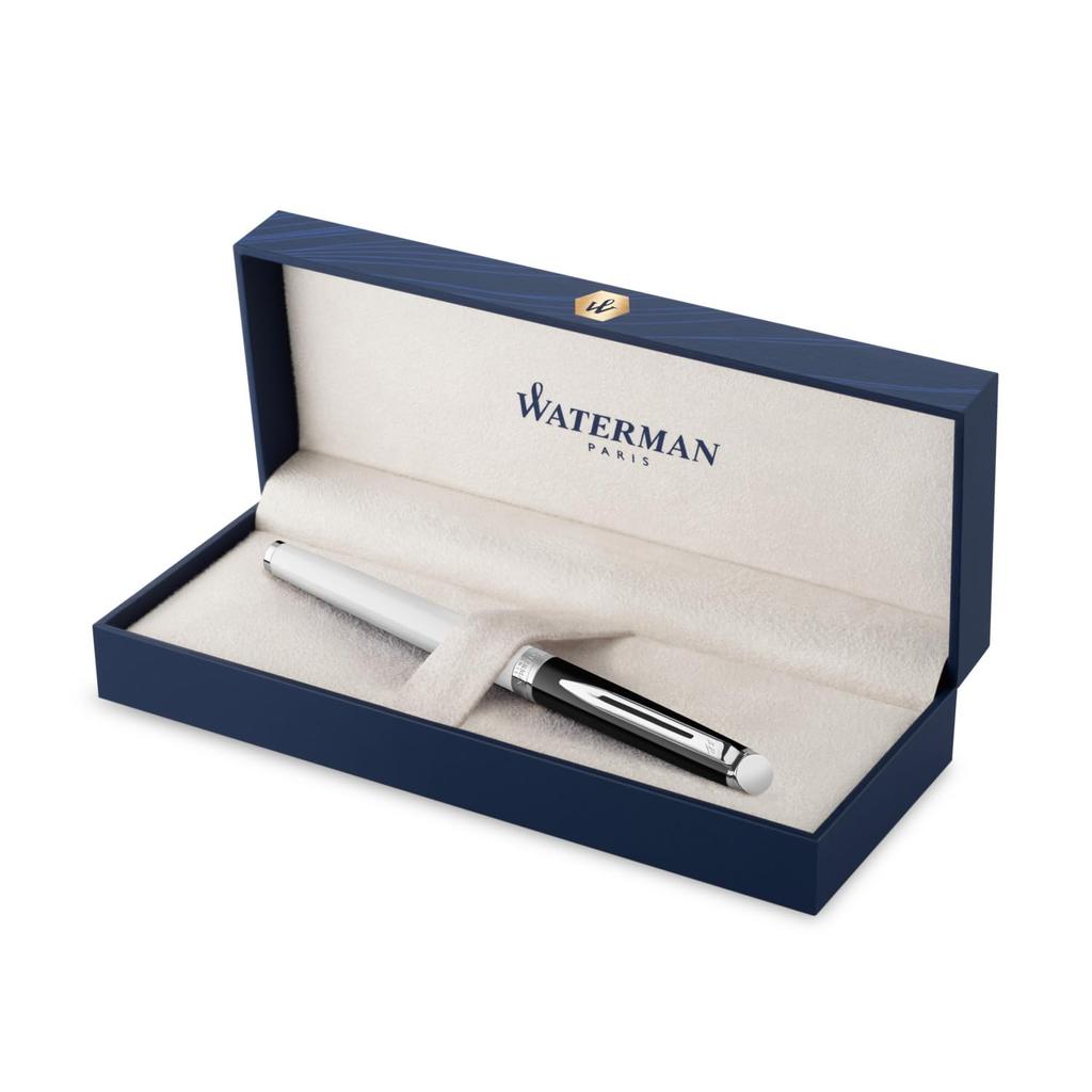 WATERMAN Fountain Pen Metropolitan Essential Black White CT Fine Point Gift Box Gift Luxury Regular Import 2202911