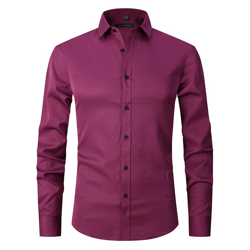 Men’s Slim Fit Stretch Long Sleeve Solid Shirt