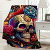 Decorative Throw Blanket with Intricate Skull Motif Art for Modern Sofa, Bed, Living Room, and Home Space Styling