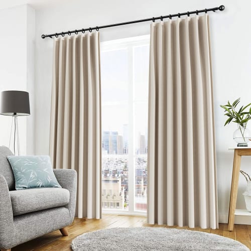PANDA INTERIOR Curtains, Set of 2, Soundproof, Blackout, Thermal Insulation, Energy-Saving, Thick, Stylish, 100cm Wide, with Adjustable Hooks, Washabl