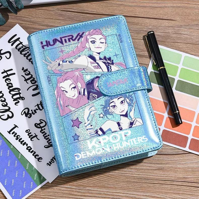 Kpop Охотники Лазерный блокнот Студенческий журнал Твердый переплет На кольцах Мультяшный Аниме blue-team синий