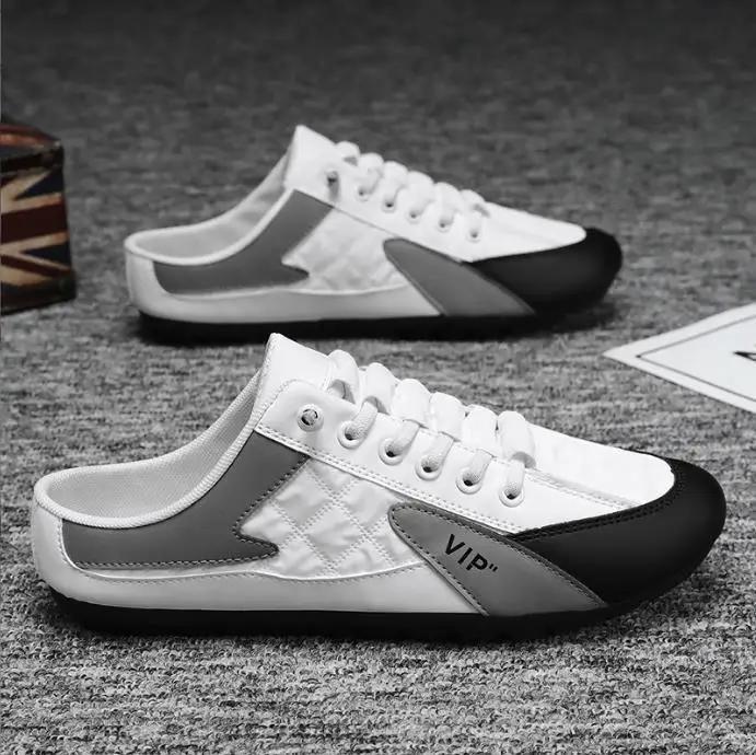 New Men's Casual Shoes Summer Thin Section Baotou Half Slippers Fashion Wild Flat-bottomed Bean Shoes For Men Sneakers