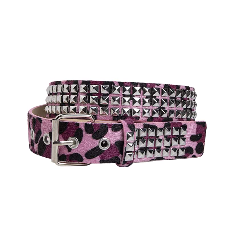 Punk Pink Fur Rivets For Women's Belt Hip Hop Y2k Girls Jeans Accessories Girdle Goth Retro Brown Pin Buckle Pu Waistband