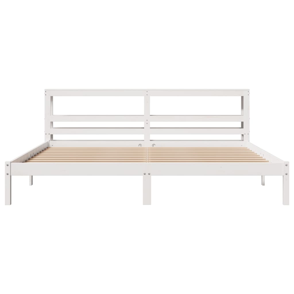 Vidaxl Bed Frame Without Mattress, White, 180X200 Cm, Solid Pine Wood