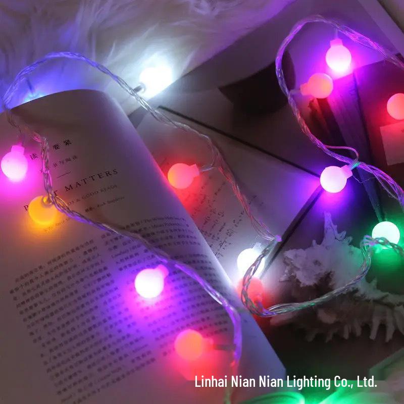 LED Frosted Ball String Lights - Small Round Christmas Decoration & Camping Atmosphere Lights