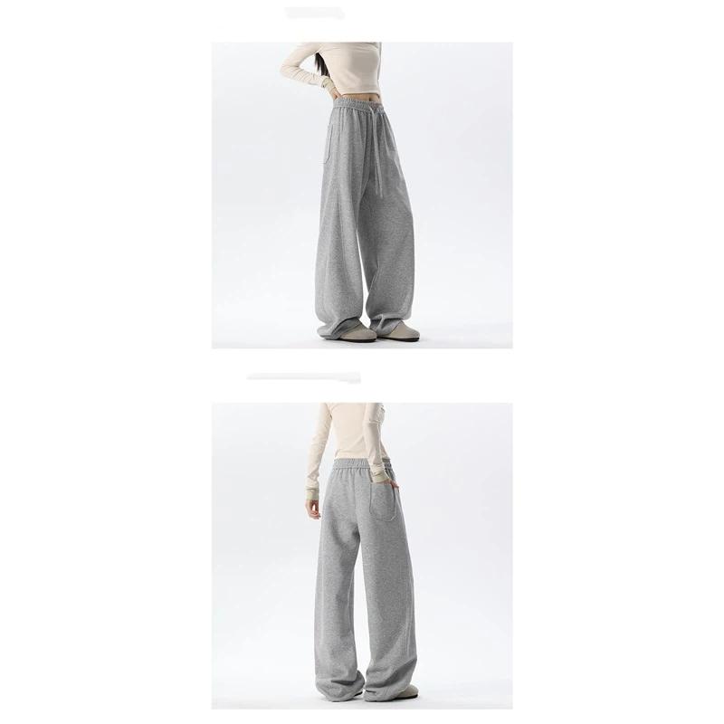 Cotton Drawstring Wide Leg Sweatpants, Loose Straight Leg Casual Sports Five Points Trousers For Summer Streetwear