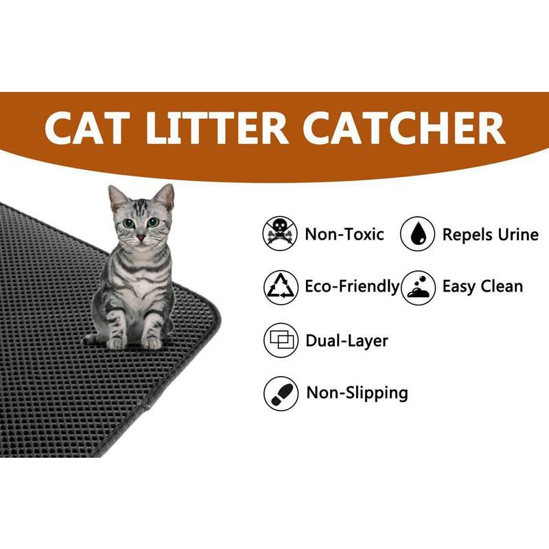 Double Layer Cat Litter Mat Trapping Mat Waterproof Eva Washable Carpet Kucing