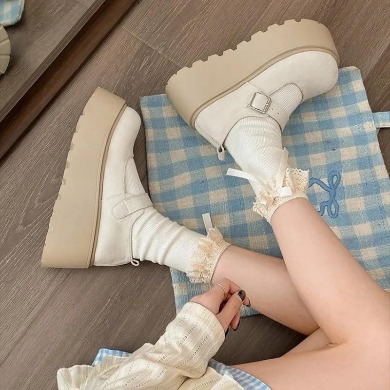 Fashion Ladies Shoes 2025 Fashion Buckle Strap Women's High Heels Shallow Solid Wedges Shoes Women New Round Toe Platform Heels Zapatos