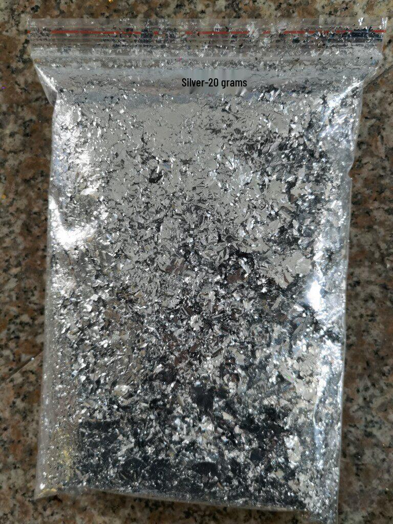Silver Foil Flakes 20g Bag: Imitation Crushed Gold Foil Paper for Nail Art and Painting No