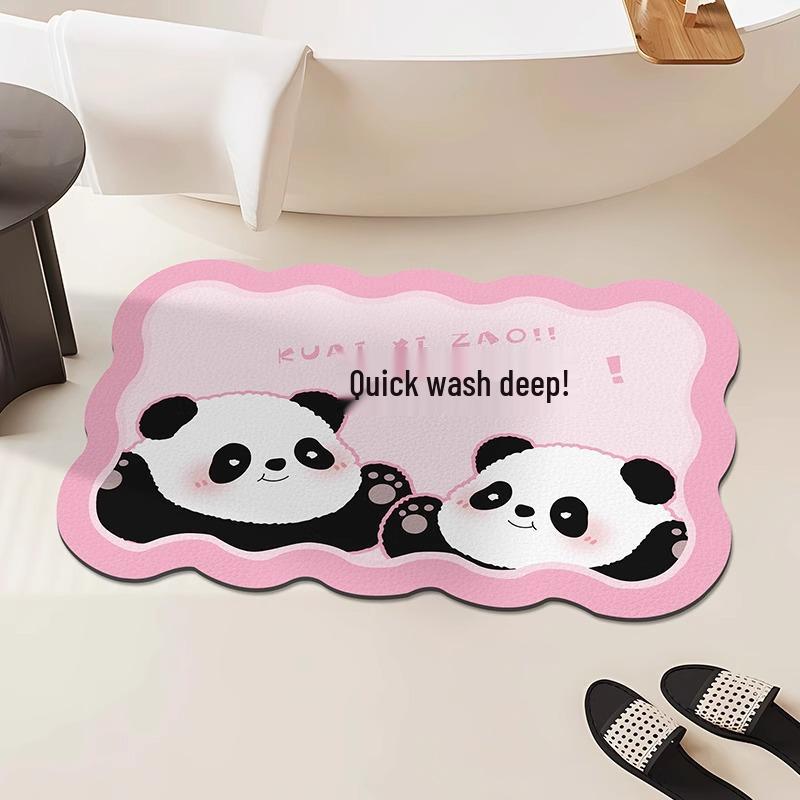 Entzückende Panda rutschfeste schnelltrocknende Badezimmer-Bodenmatte