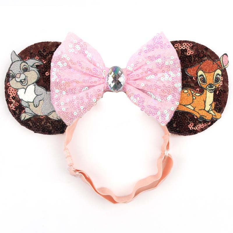 Bentiță Elastică Ajustabilă Urechi de Șoarece Disney Pentru Bebeluș Adult Paiete Fundă 5" Bentiță de Păr Festival Petrecere DIY Accesorii de Păr