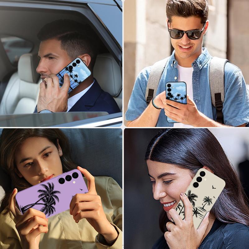 Ink Coconut Print Case For Samsung Galaxy S26 Ultra S25 FE S24 S23 S22 Plus S21 FE Built-in Metal Plate Magnetic Silicone Cover