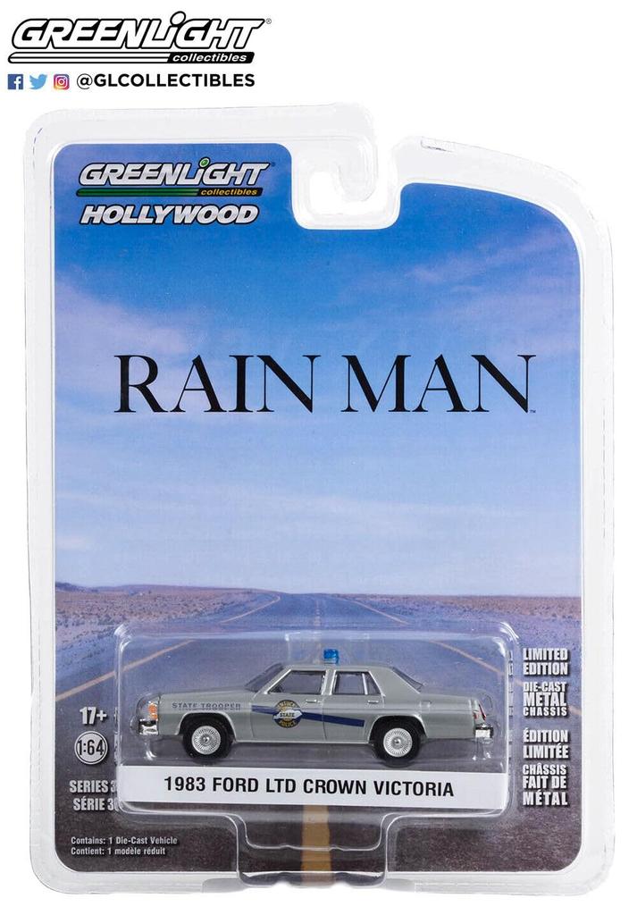 Greenlight Scale Ford Crown Victoria 1983 Police Diecast Model Car 1/64 "Rain Man" [Used]