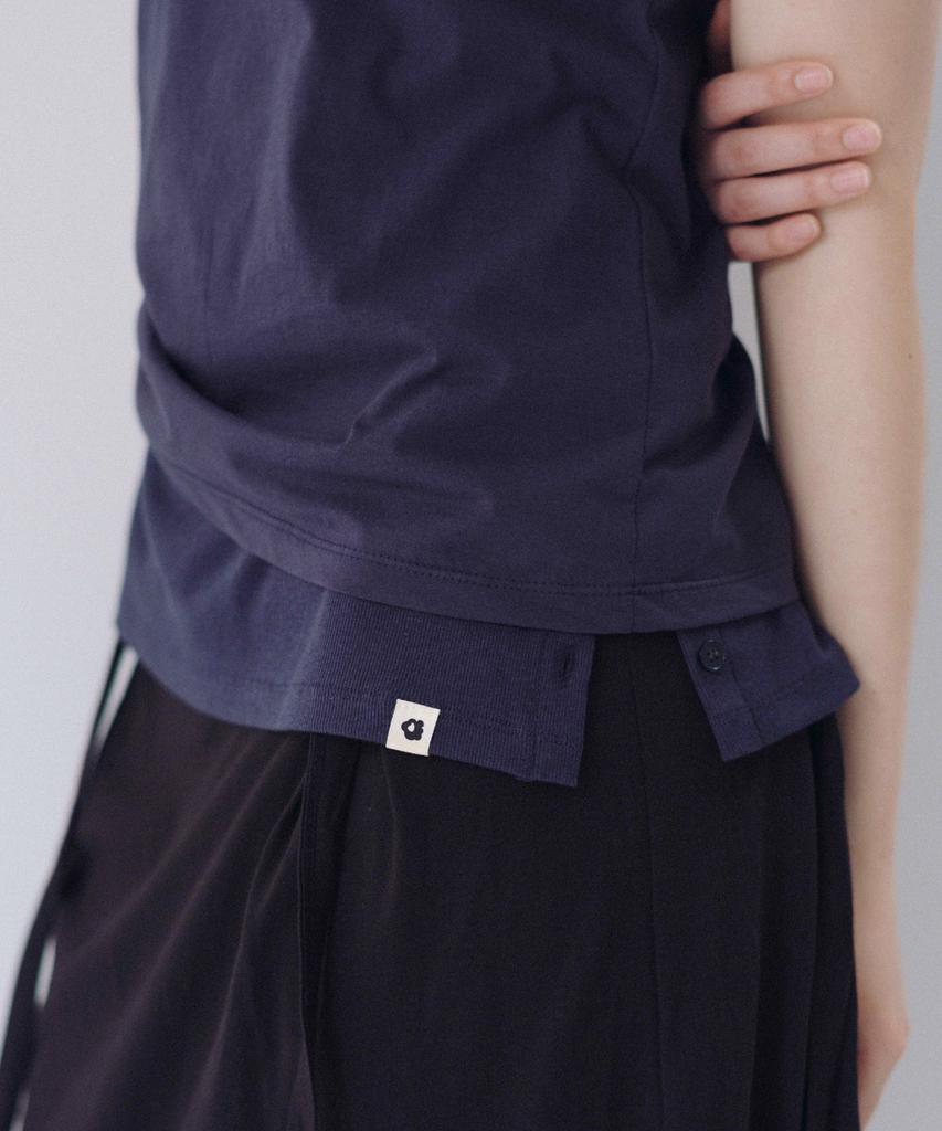 Ohesio Two-Way Layered T-Shirt, Navy