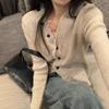 V-neck Knitted Bottom Cardigan Women's Sweater Autumn and Winter New Jacket Design Sense Niche Slim-fitting Sweet and Spicy Long-sleeved Top